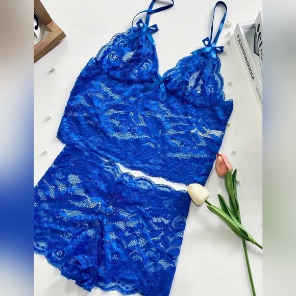 NWT Elegant Baddie Barbiecore Blue Lace Lingerie Summer Set (#106) - Picture 4 of 5